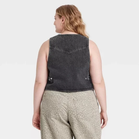 NWT Black Denim Vest Size 22 - Picture 2 of 3